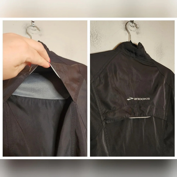 Brooks black running jacket.  Shelter technology.  Full zip.  Women's medium - Picture 8 of 16